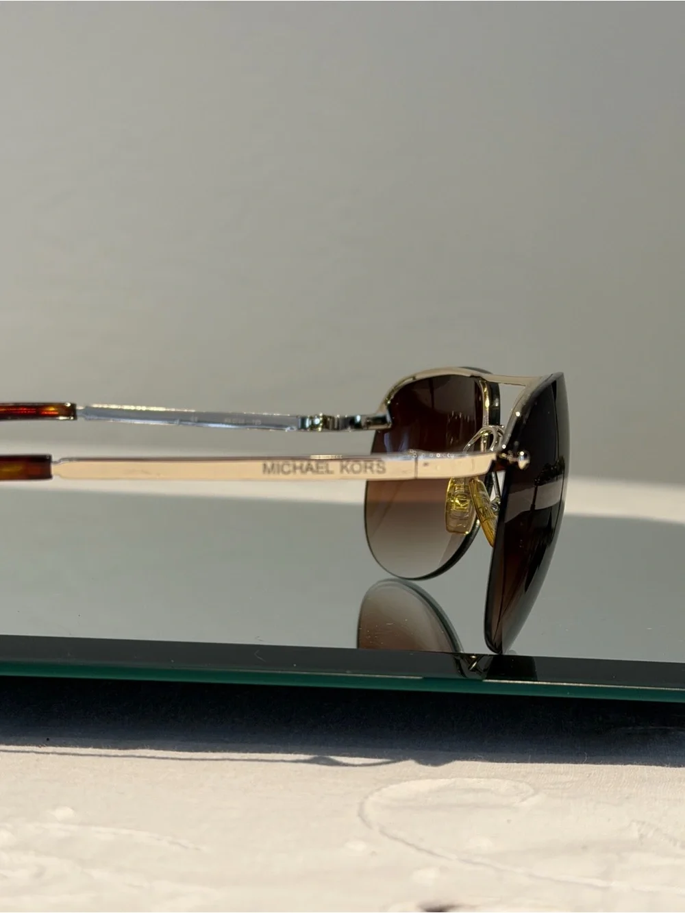MICHAEL Michael Kors Silver Frame Sunglasses with Brown Gradient Lenses